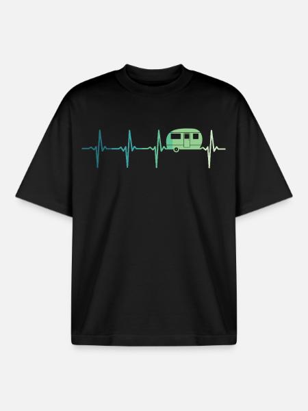 Karawanenherzschlag Camping Wohnwagen - Boxy Heavyweight Unisex Organic T-Shirt von Stanley/Stella - Schwarz