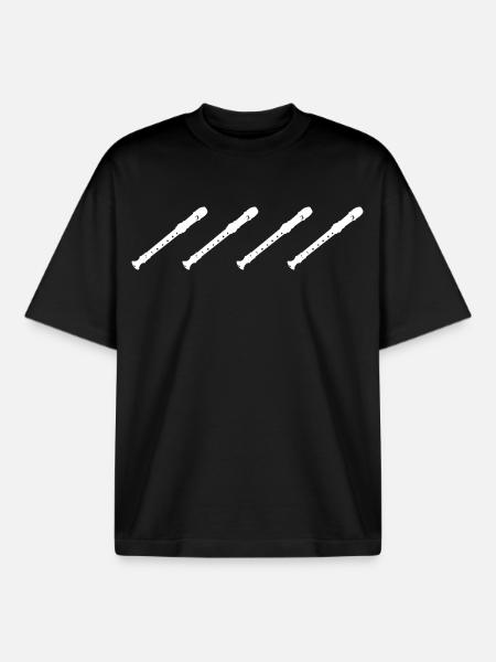 Retro Flutes - Boxy Heavyweight Unisex Organic T-Shirt by Stanley/Stella - black