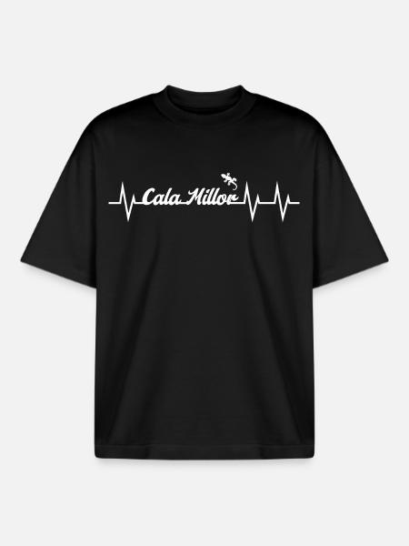 Heartbeat Cala Millor - Boxy Heavyweight Unisex Organic T-Shirt by Stanley/Stella - black