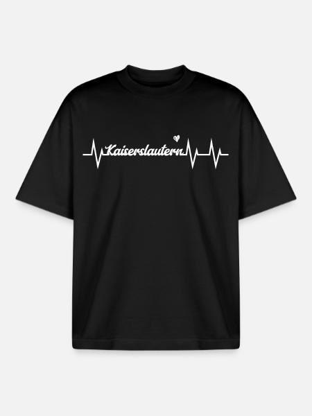 Heartbeat Kaiserslautern - Boxy Heavyweight Unisex Organic T-Shirt by Stanley/Stella - black