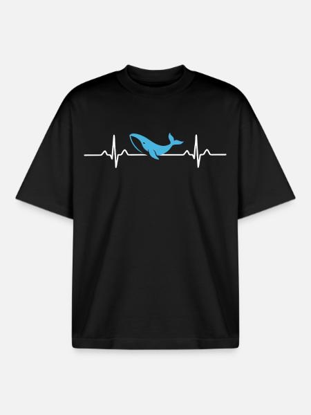 Herz für Wale - Boxy Heavyweight Unisex Organic T-Shirt von Stanley/Stella - Schwarz