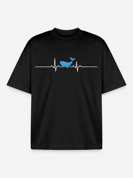 Wal_und_Herzlinie_-_ich_liebe_Wale_04 - Boxy Heavyweight Unisex Organic T-Shirt von Stanley/Stella - Schwarz