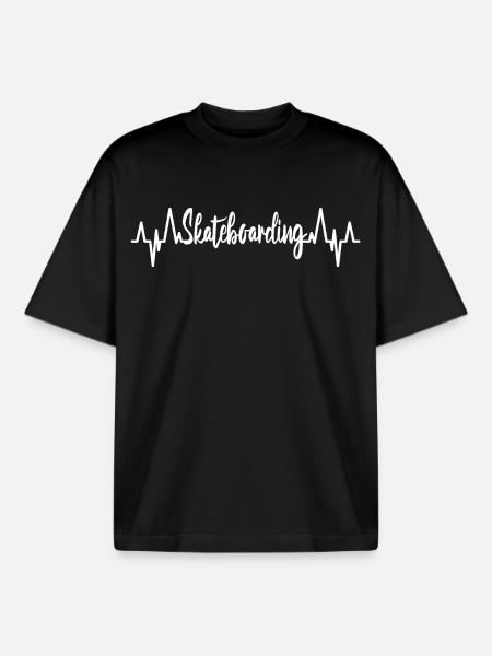 Skateboarding Cardiogram - Boxy Heavyweight Unisex Organic T-Shirt by Stanley/Stella - black