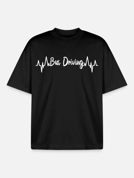 Bus Driver Heart Line - Boxy Heavyweight Unisex Organic T-Shirt by Stanley/Stella - black