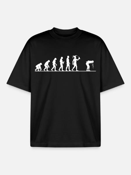 Carnival Evolution – From Monkey to Fool - Boxy Heavyweight Unisex Organic T-Shirt by Stanley/Stella - black
