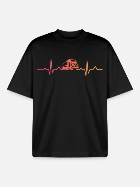 Trucker Sunset Heartbeat Trucker - Boxy Heavyweight Unisex Organic T-Shirt by Stanley/Stella - black