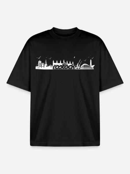 Rostock Skyline Silhouette - Boxy Heavyweight Unisex Organic T-Shirt von Stanley/Stella - Schwarz