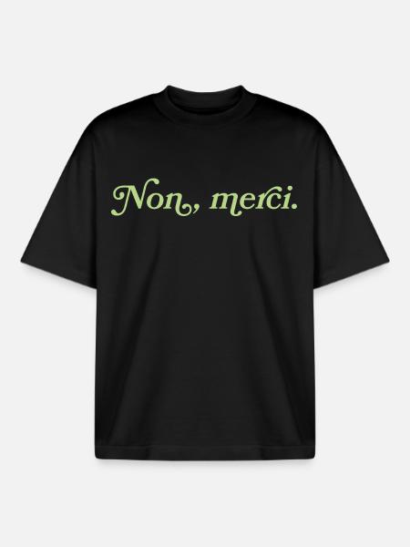 Non, merci – Charming rebuff - Boxy Heavyweight Unisex Organic T-Shirt by Stanley/Stella - black