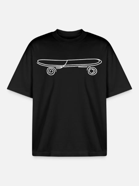 Skateboard Sketch - Boxy Heavyweight Unisex Organic T-Shirt by Stanley/Stella - black