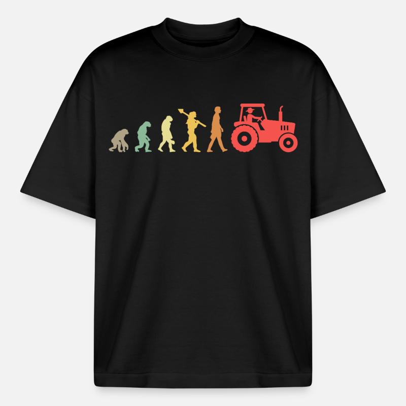 Evolution Tractor _ Farmer - Heavyweight Unisex Boxy T-Shirt von stanley/stella	 - Schwarz