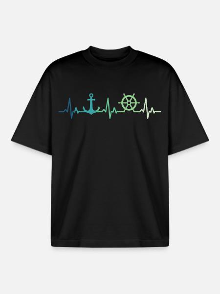 Ankerherzschlag Matrose Geschenk Matrose - Boxy Heavyweight Unisex Organic T-Shirt von Stanley/Stella - Schwarz
