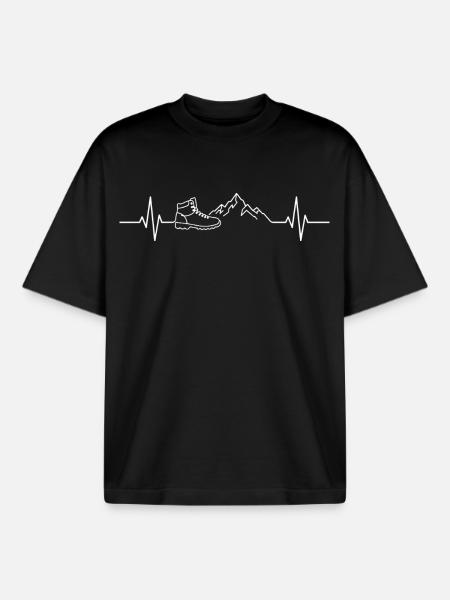 Heartbeat Hike Hiking Shoe - Boxy Heavyweight Unisex Organic T-Shirt by Stanley/Stella - black