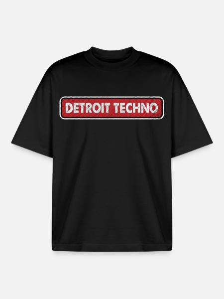 Detroit Techno Retro Logo - Boxy Heavyweight Unisex Organic T-Shirt by Stanley/Stella - black