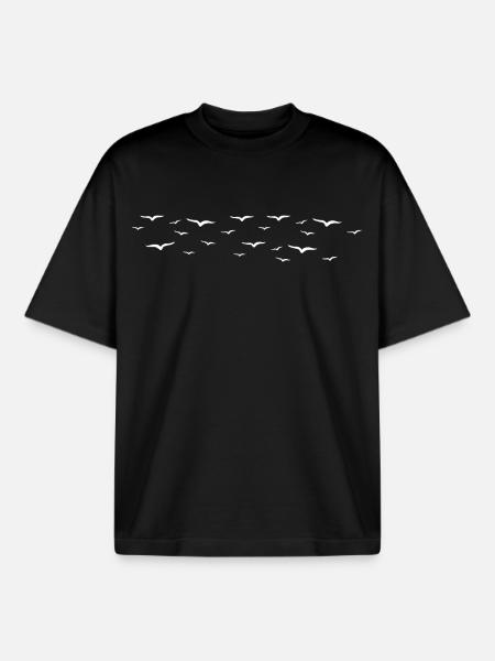 oiseaux - T-shirt unisexe boxy épais biologique Stanley/Stella - noir