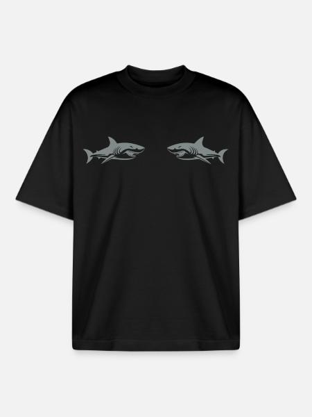 Requins - T-shirt unisexe boxy épais biologique Stanley/Stella - noir