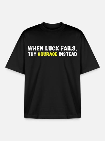 Courage Over Luck Typography - Boxy Heavyweight Unisex Organic T-Shirt by Stanley/Stella - black