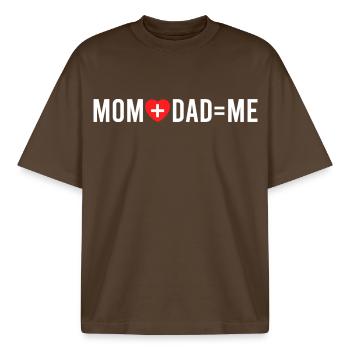 Maman et Papa égale moi Drôle d’équation familiale - T-shirt unisexe boxy épais biologique Stanley/Stella - marron foncé - Devant - AI Model Male 185 light (185cm) & AI Model Female 172 dark (172cm)