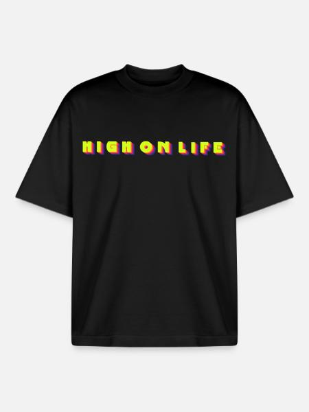 high on life - Boxy Heavyweight Unisex Organic T-Shirt by Stanley/Stella - black