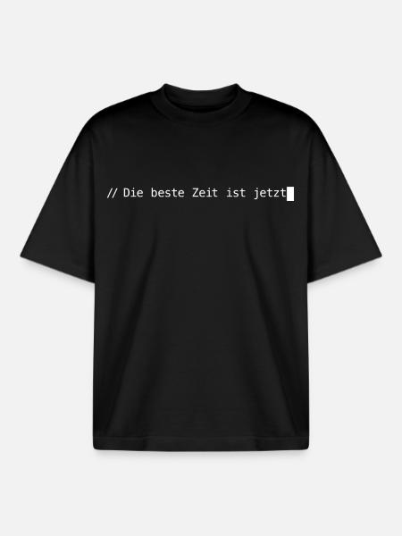 The best time is now - Boxy Heavyweight Unisex Organic T-Shirt by Stanley/Stella - black