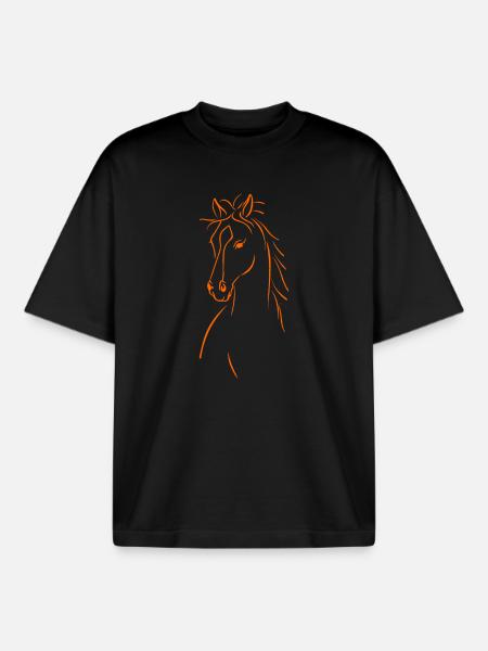 Elegant Horse Silhouette - Boxy Heavyweight Unisex Organic T-Shirt by Stanley/Stella - black