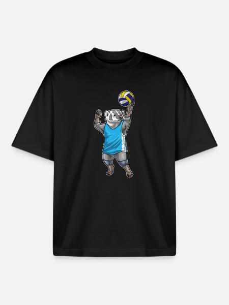 Badger Volleyball Player Volleyball - Boxy Heavyweight Unisex Organic T-Shirt by Stanley/Stella - black