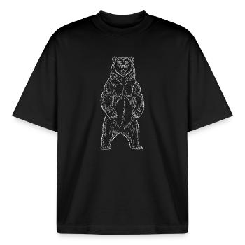 Minimalistische Bär Silhouette Freiheit  - Boxy Heavyweight Unisex Organic T-Shirt von Stanley/Stella - Schwarz - Vorne - AI Model Male 185 light (185cm) & AI Model Female 172 dark (172cm)