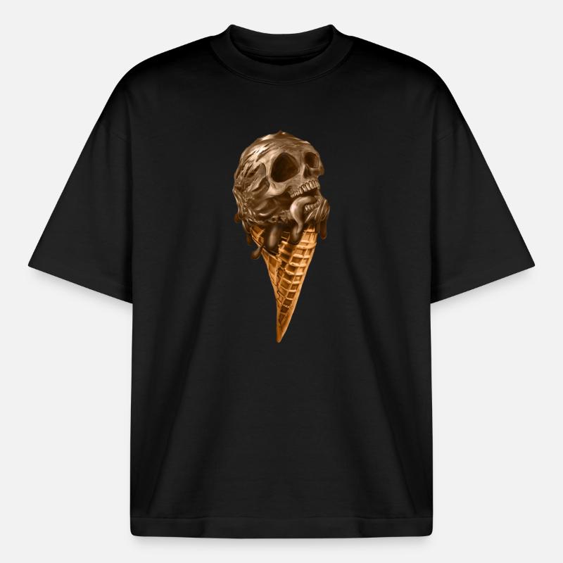Softeis mit ätherischem Totenkopf - Heavyweight Unisex Boxy T-Shirt von stanley/stella	 - Schwarz
