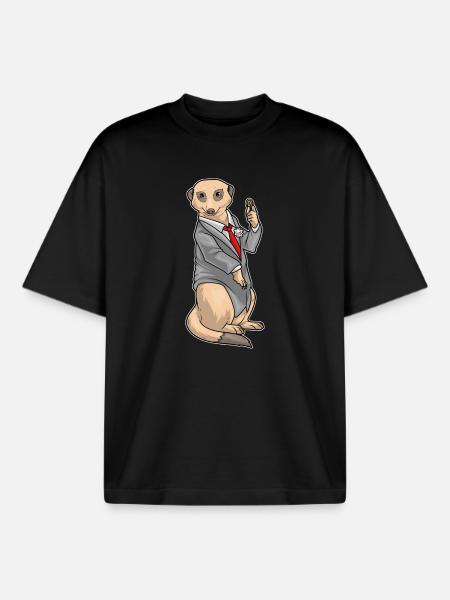 Meerkat Groom Wedding Ring Wedding - Boxy Heavyweight Unisex Organic T-Shirt by Stanley/Stella - black