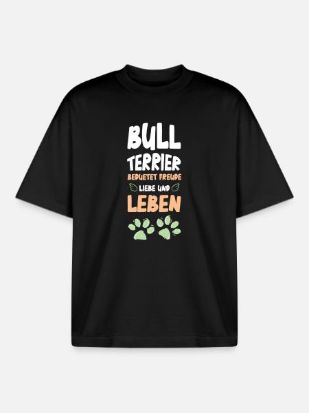 Bull Terrier Love Life - Boxy Heavyweight Unisex Organic T-Shirt by Stanley/Stella - black