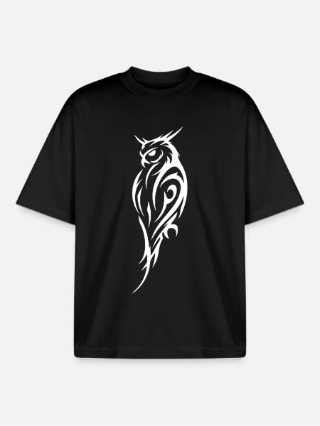 Tribal Eule Tattoo Stil - Boxy Heavyweight Unisex Organic T-Shirt von Stanley/Stella - Schwarz