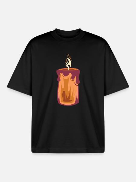Candle Christmas Light Illustration 1st Advent - Boxy Heavyweight Unisex Organic T-Shirt by Stanley/Stella - black