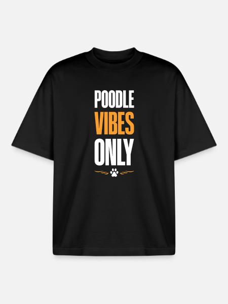 Poodle Vibe Motif - Boxy Heavyweight Unisex Organic T-Shirt by Stanley/Stella - black