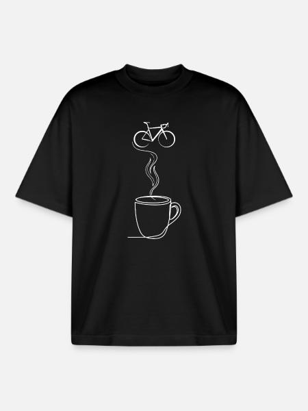 Café & Vélo - T-shirt unisexe boxy épais biologique Stanley/Stella - noir