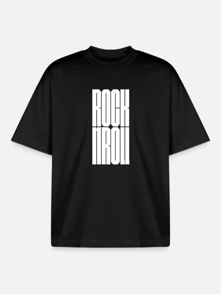 Rock and Roll bold logo design - Boxy Heavyweight Unisex Organic T-Shirt by Stanley/Stella - black