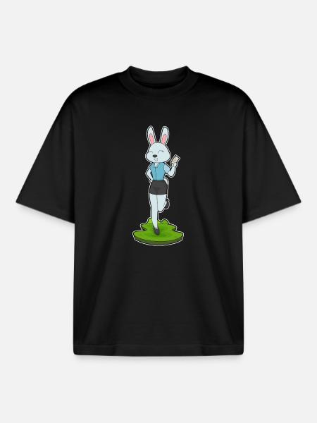 Bunny Secretary Letter Office - Boxy Heavyweight Unisex Organic T-Shirt by Stanley/Stella - black