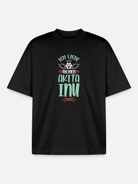 J’aime mon Akita Inu - T-shirt unisexe boxy épais biologique Stanley/Stella - noir