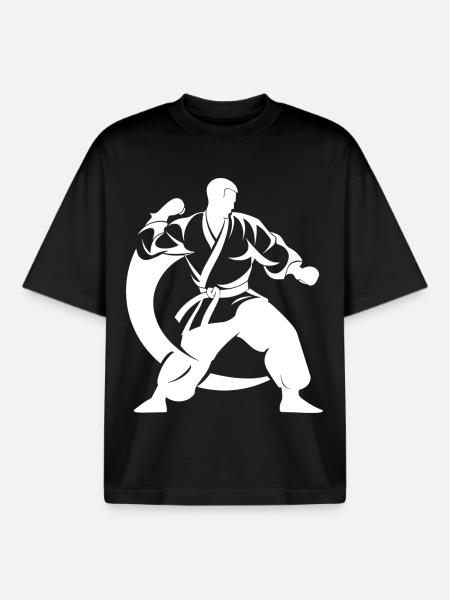 Karateka Drawing - Boxy Heavyweight Unisex Organic T-Shirt by Stanley/Stella - black