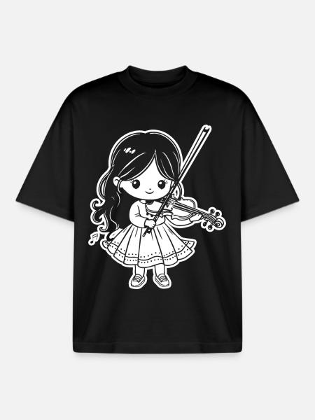 Violons Filles - T-shirt unisexe boxy épais biologique Stanley/Stella - noir