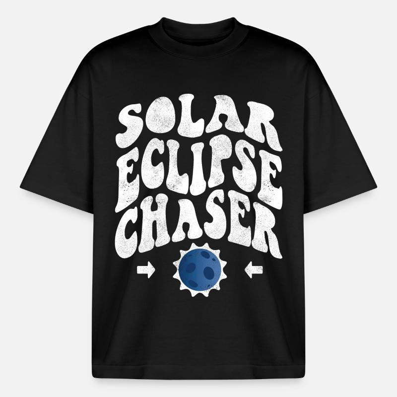 Solar eclipse chaser white - Heavyweight Boxy Unisex T-Shirt by Stanley/Stella - black