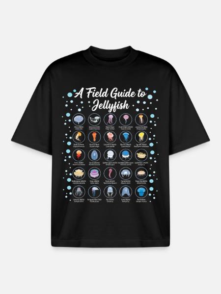 Guide To Jellyfish Scientific Biology - Boxy Heavyweight Unisex Organic T-Shirt by Stanley/Stella - black