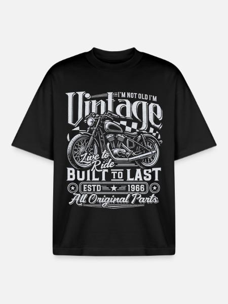 1966 Vintage Fødselsdagsgave til Vintage Motorcykel - Stanley/Stella unisex boxy heavyweight T-shirt økologisk - sort