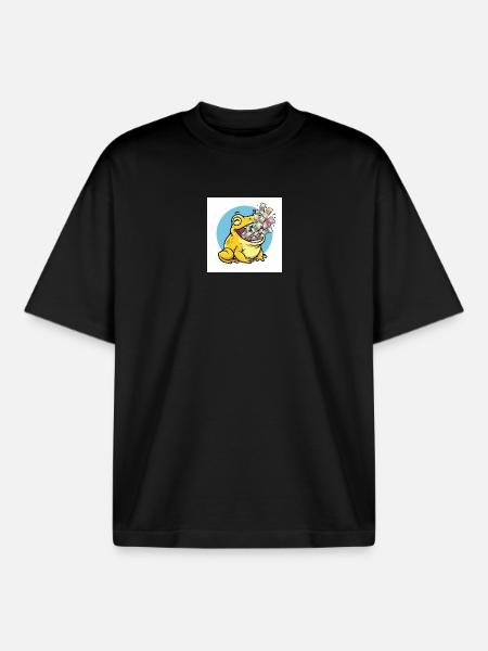 Lachender Frosch mit Geldregen - Boxy Heavyweight Unisex Organic T-Shirt von Stanley/Stella - Schwarz