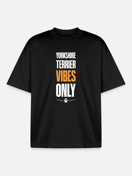 Yorkshire Terrier Vibes Only - Boxy Heavyweight Unisex Organic T-Shirt by Stanley/Stella - black