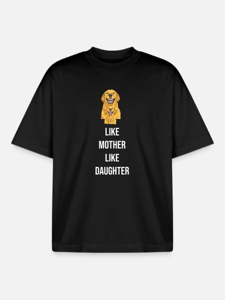 Hunde-Duo Mutter Tochter Illustration - Boxy Heavyweight Unisex Organic T-Shirt von Stanley/Stella - Schwarz