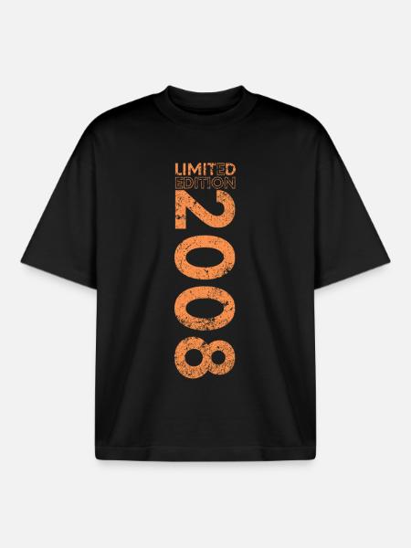 Limited Edition 2008 18th Birthday Gift - Boxy Heavyweight Unisex Organic T-Shirt by Stanley/Stella - black