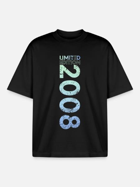 Limited Edition 2008 18th Birthday Gift - Boxy Heavyweight Unisex Organic T-Shirt by Stanley/Stella - black