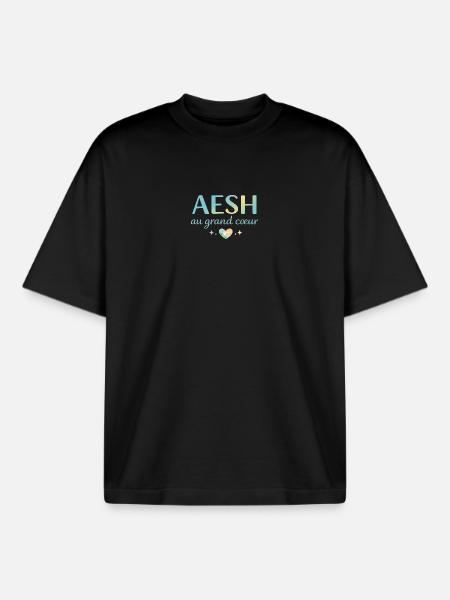 AESH au grand cœur - T-shirt unisexe boxy épais biologique Stanley/Stella - noir