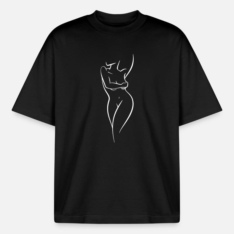 Frau mit einer Linie - Boxy Heavyweight Unisex Organic T-Shirt von Stanley/Stella - Schwarz