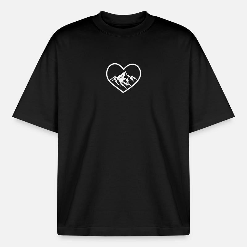 Herz Bergwanderer Panorama - Boxy Heavyweight Unisex Organic T-Shirt von Stanley/Stella - Schwarz
