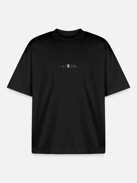 Skateboard Heartbeat - Boxy Heavyweight Unisex Organic T-Shirt by Stanley/Stella - black